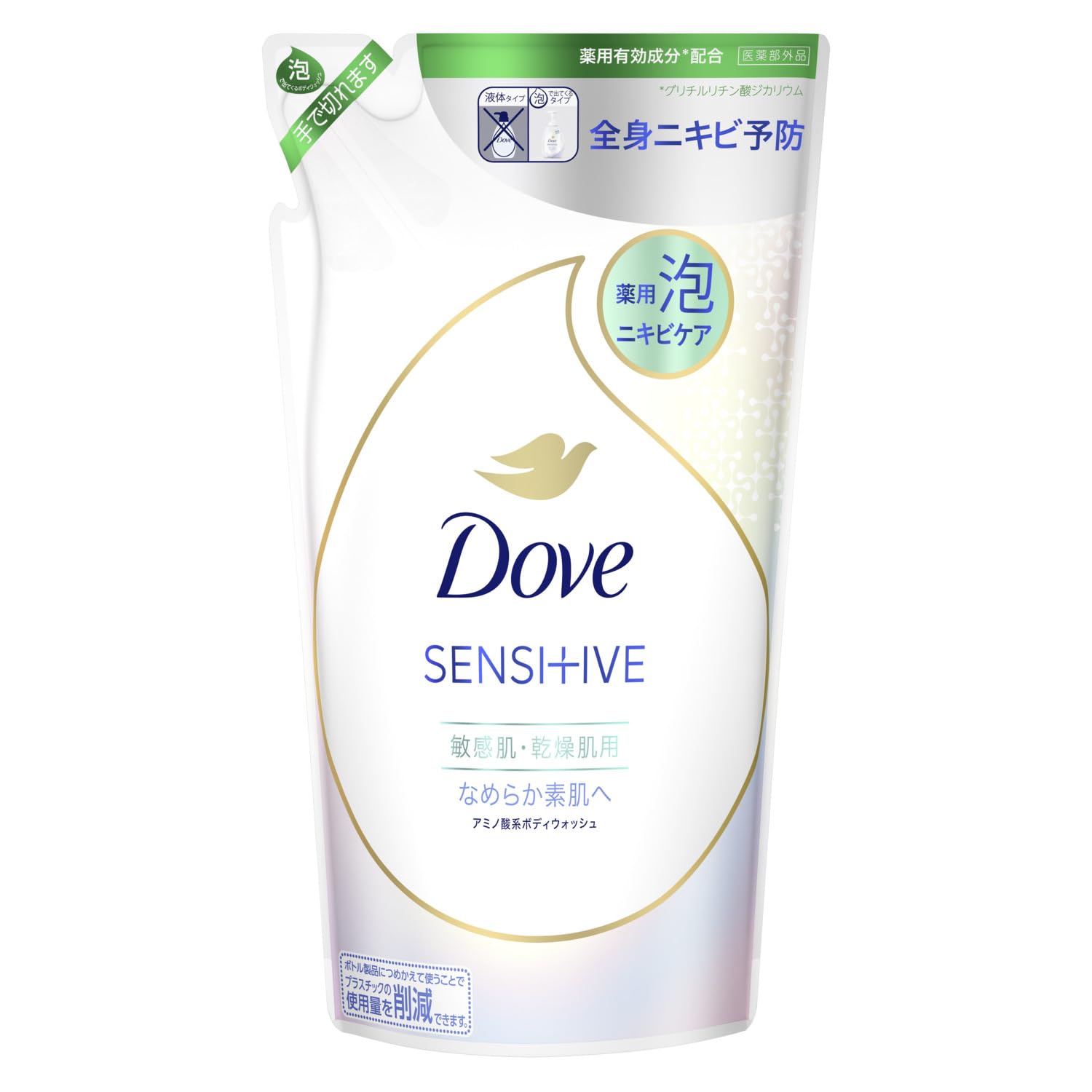 【医薬部外品】Dove(ダヴ) ボディーソープ 薬用 ニキビケア 泡ボディウォッシュ 詰め替え 430g 背中ニキビ