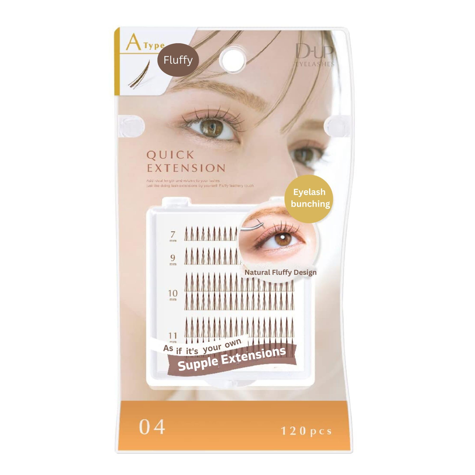 D-UP Quick Extension Atype 04 Brown Eyelash Extensions 120pcs