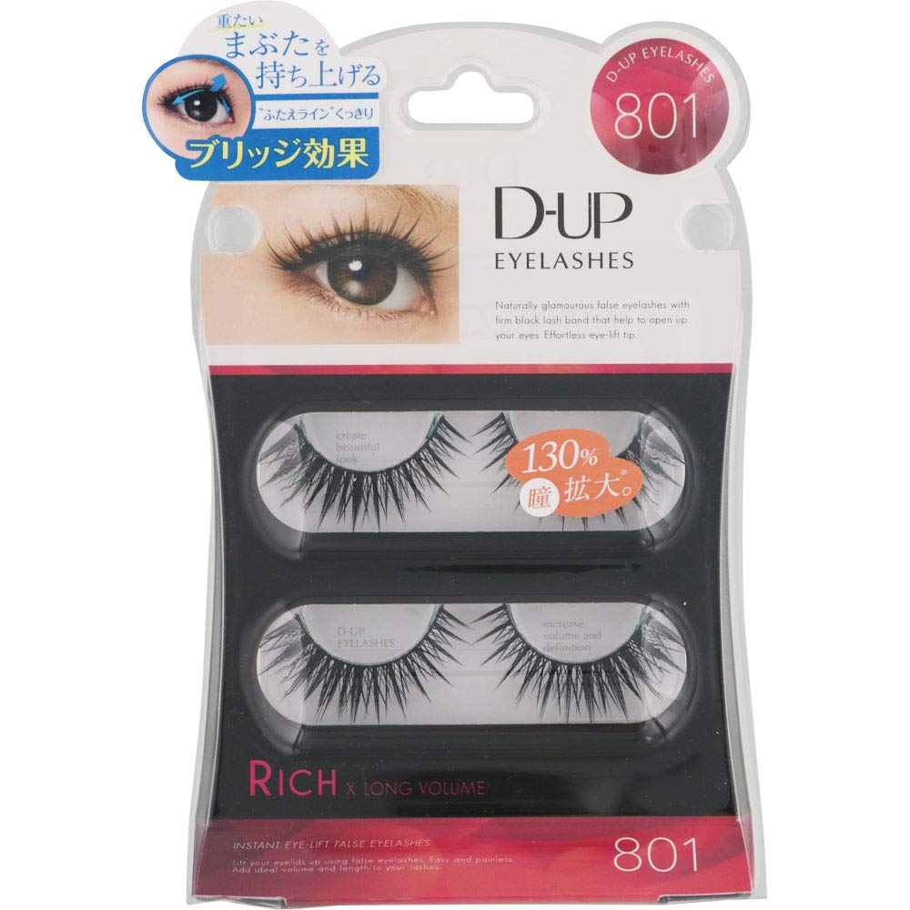 D-UP Eyelash Rich 801 False Eyelashes Black 2 Pairs (x 1)