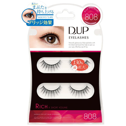 D-UP Eyelash RICH 808 False Eyelashes Black 2 Pairs