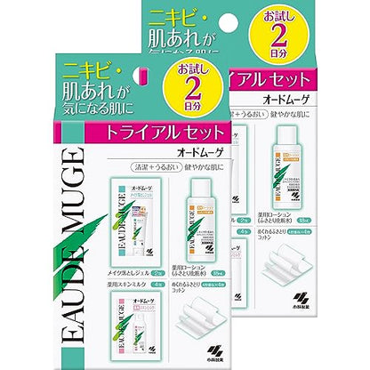 EAUDE MUGE 【公式】【まとめ買い】オードムーゲ トライアルセット くり返すニキビ・肌あれ予防を考えたオードムーゲシリーズ 抗炎症成分配合 医薬部外品 メイク落としジェル・ふきとり化粧水・スキンミルク・ふきとりコットンのお試し2日分×2個 小林製薬