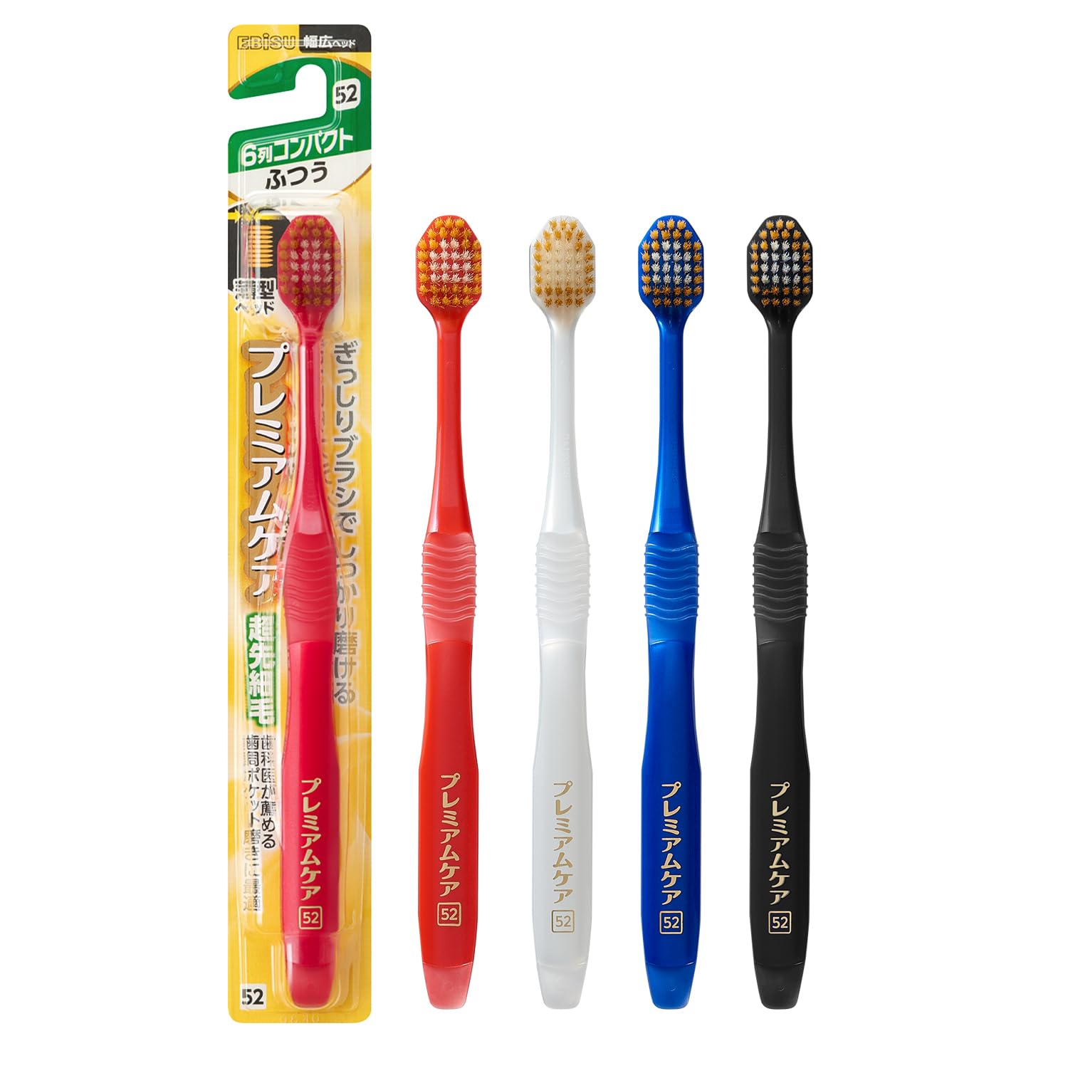 Ebisu Premium Care Toothbrush - 6-Row Compact Normal 3-Piece Set