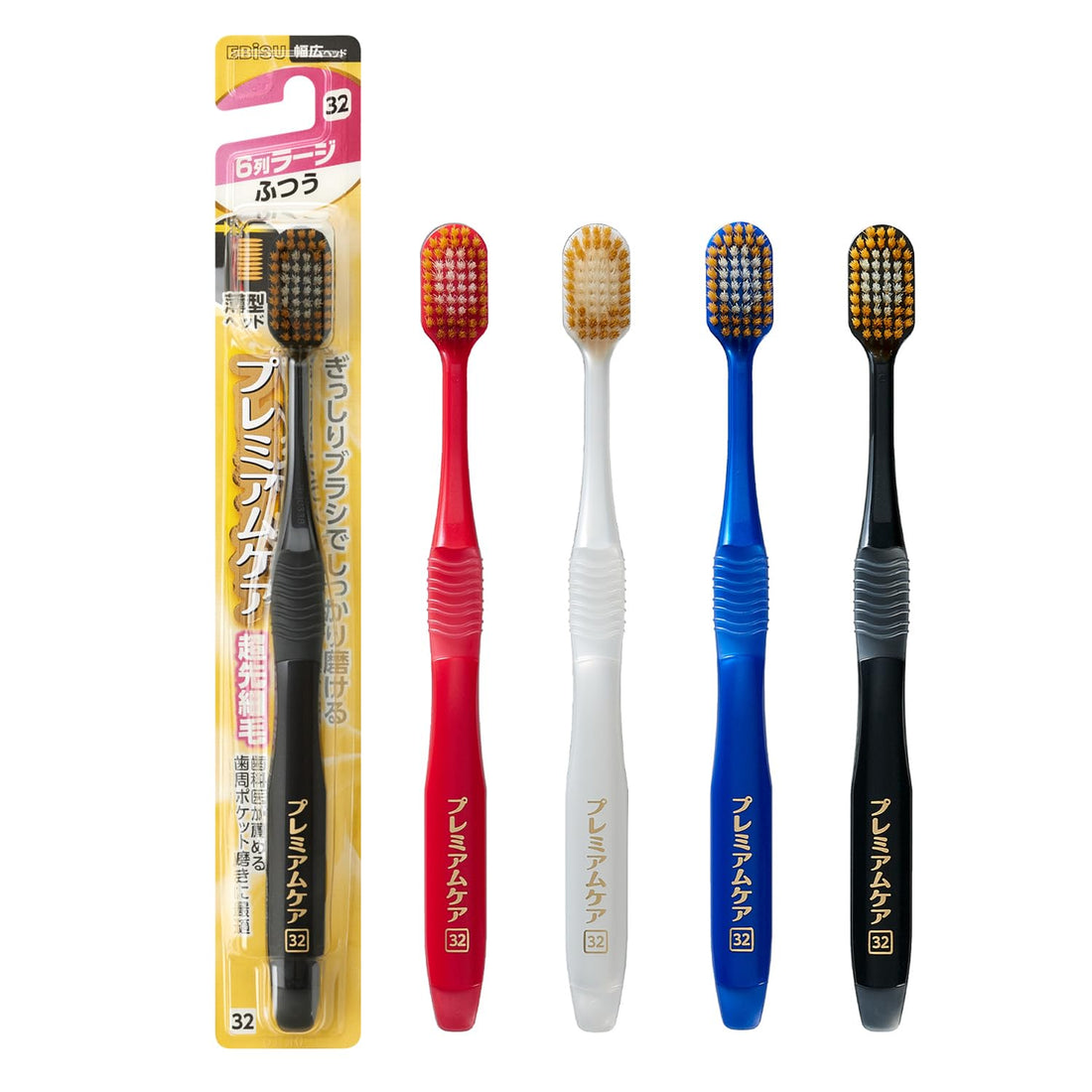 Ebisu Premium Care Toothbrush 6 Rows Large Normal 3-Pack
