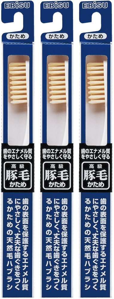 Ebisu Pork Bristle Toothbrush Set of 3 for Gentle Cleaning