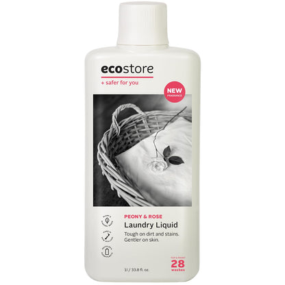 ecostore Lessive liquide 【Pivoine &amp; Rose】 1L Détergent à lessive Détergent Liquide D&