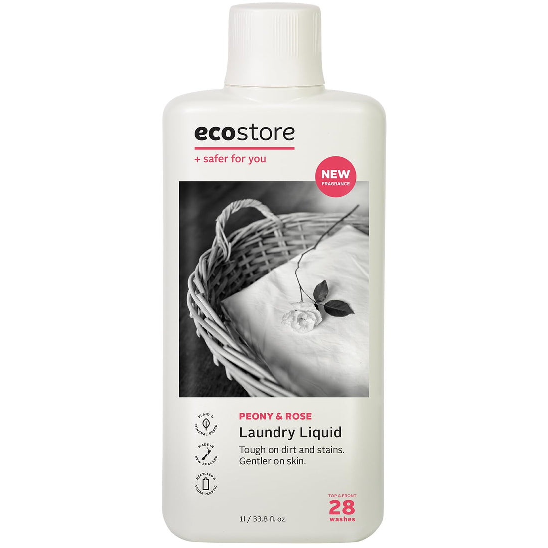 ecostore Détergent liquide Pivoine &amp; Rose 1L doux et efficace