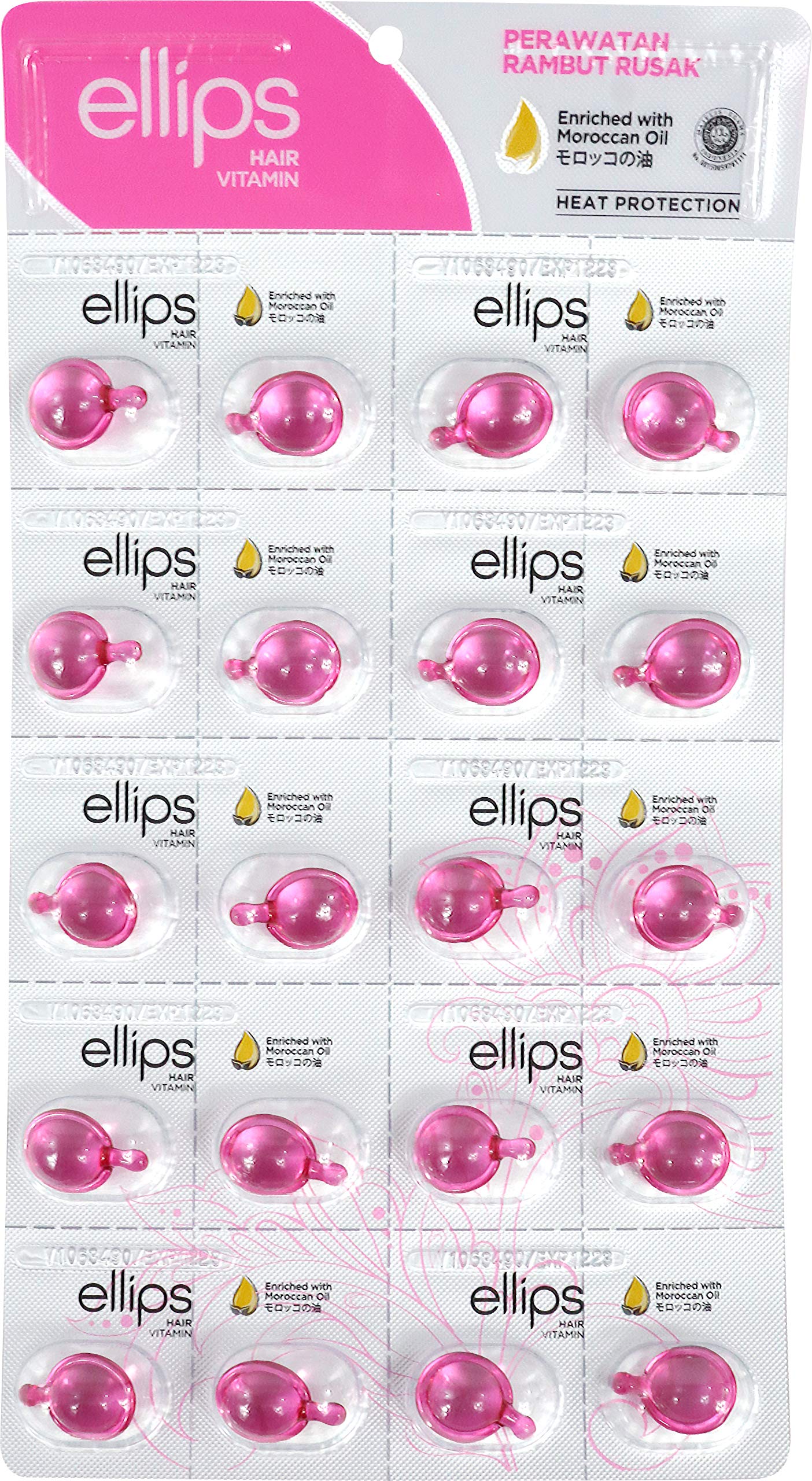 [Japan Limited Edition] ellips Hair Oil Clear Pink Sheet Type 20 Capsules