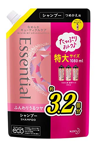 【Large Capacity】 Essential Fluffy Moisture Shampoo Refill 1080ml