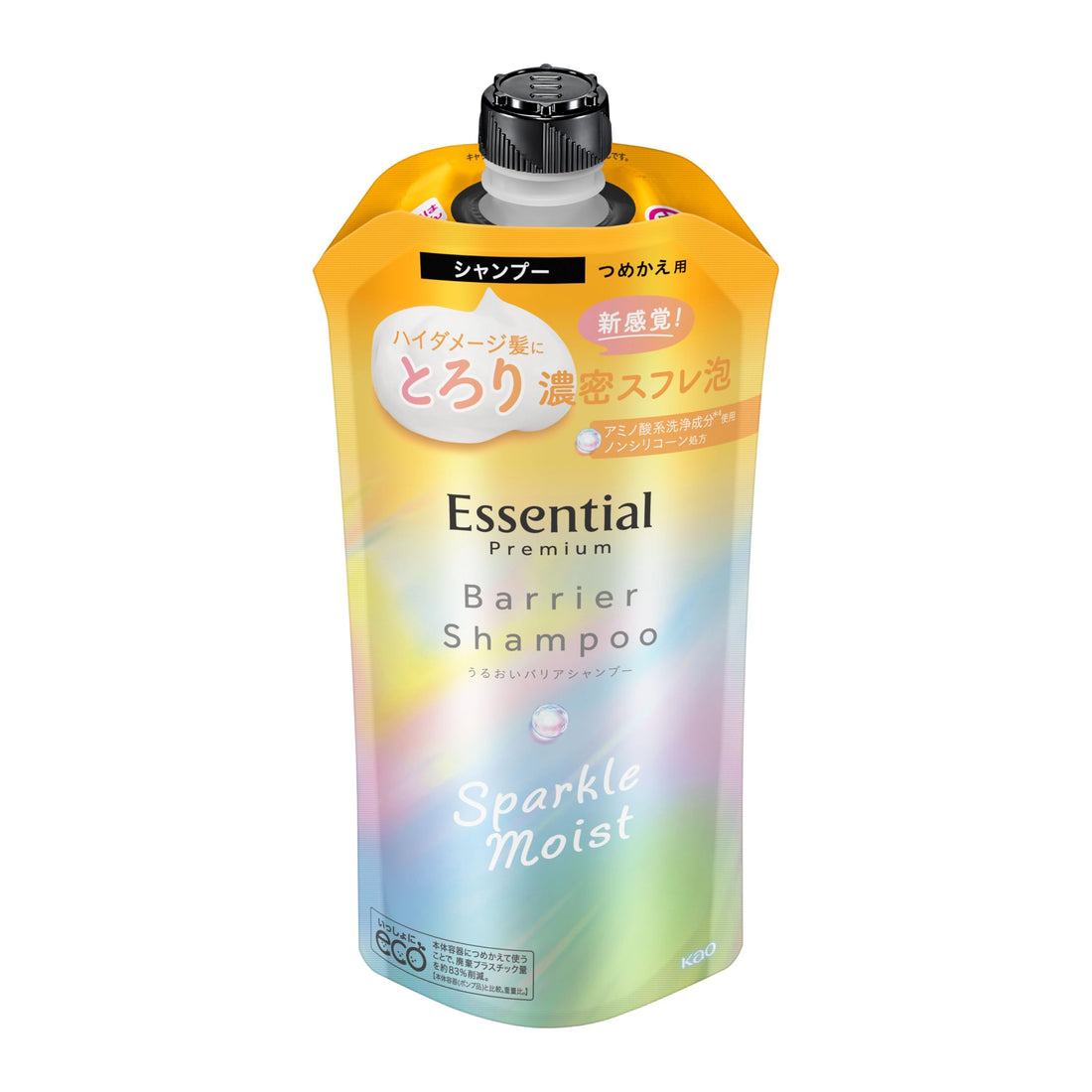 Essential エッセンシャル プレミアム うるおいバリアシャンプー スパークルモイスト つめかえ用 330ml ホワイトピーチ＆ムスクの香り