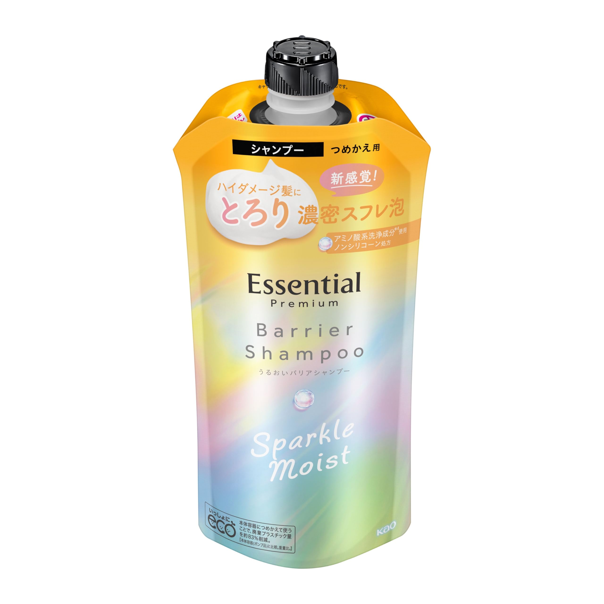Essential エッセンシャル プレミアム うるおいバリアシャンプー スパークルモイスト つめかえ用 330ml ホワイトピーチ＆ムスクの香り