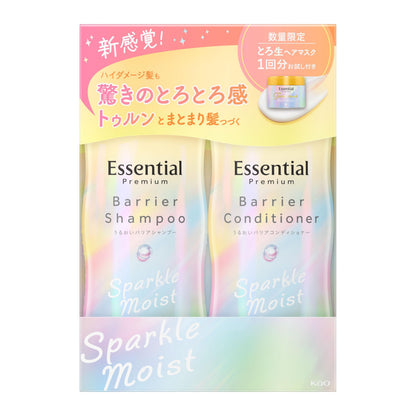 Essential Premium Barrier Sparkle Moist Pump Set 860ml White Peach &amp; Musk