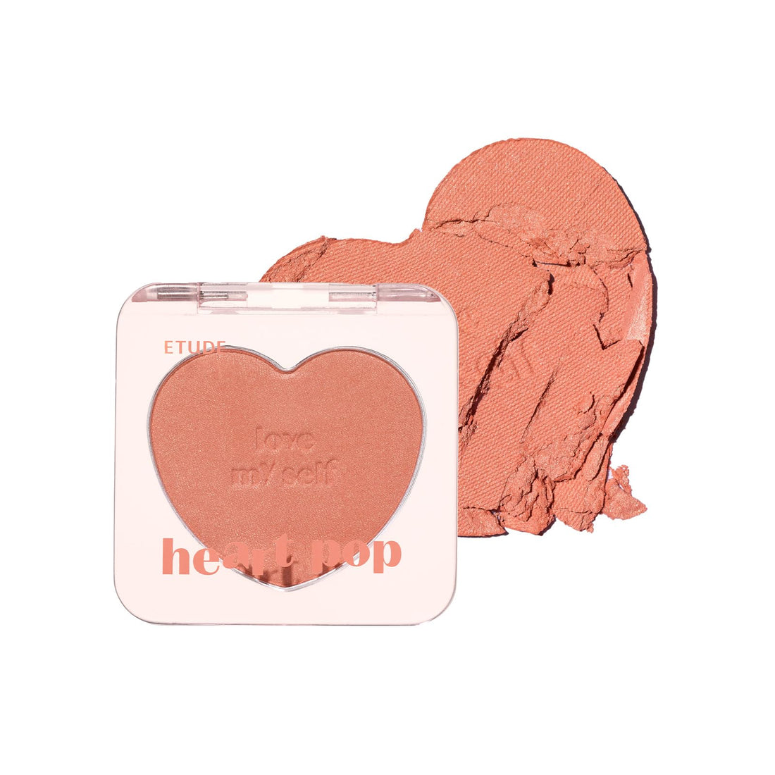 ETUDE [ÉTUDE officiel] Heart Pop Blusher Super Sunset (WARM/printemps) / Blush orange avec perles, surligneur naturel, brillant, compact 3.3g