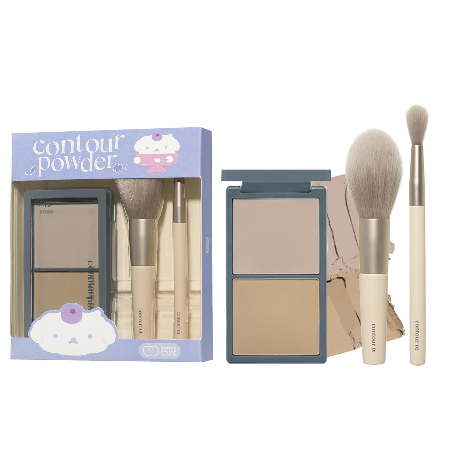 ETUDE Official Contour Powder Mini Brush Set Cool Shading Nose Shadow Face Shadow Natural Finish with Brush Gift Present 1 piece (x 1)