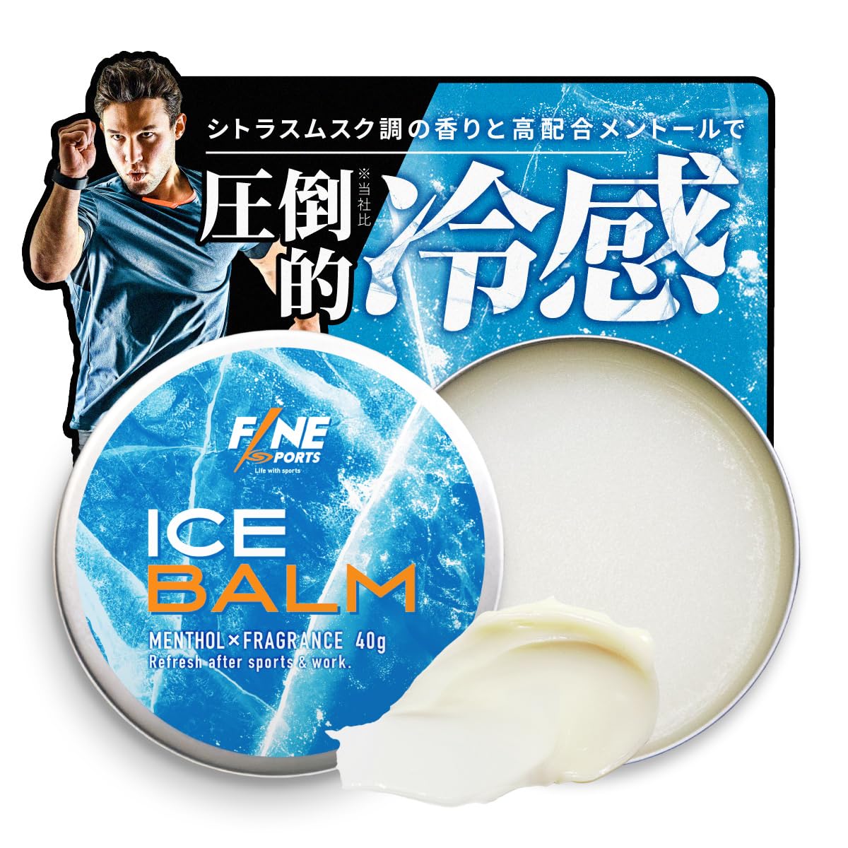 FINE SPORTS Ice Balm 40g Cooling Massage Balm with Menthol