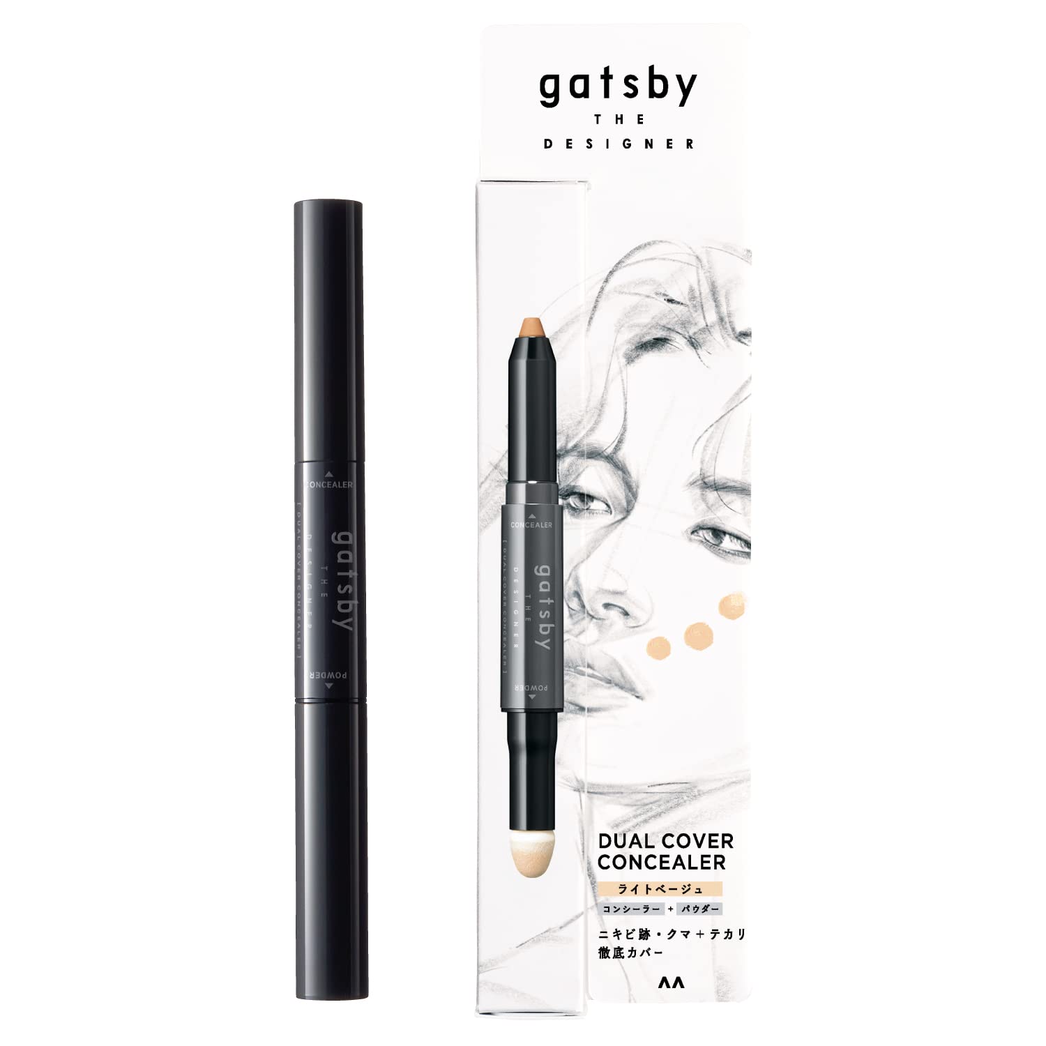 gatsby THE DESIGNER Dual Cover Concealer Light Beige 2in1 for Men