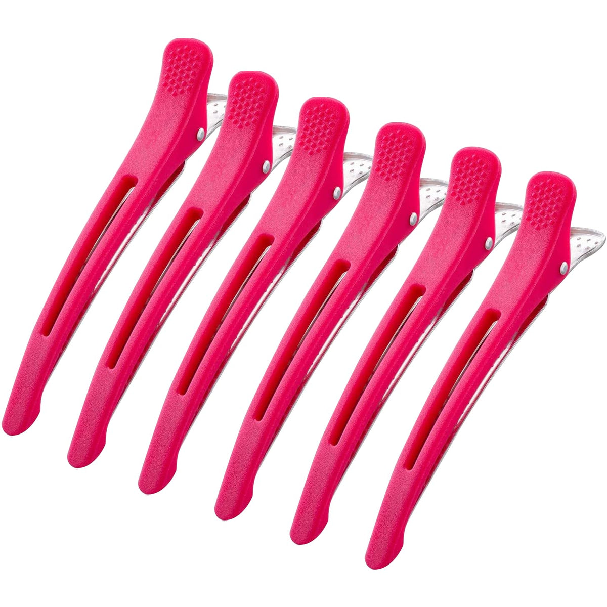 Giitoo Professional Hair Clips Non-Slip Rubber Grip 6-Pack Pink