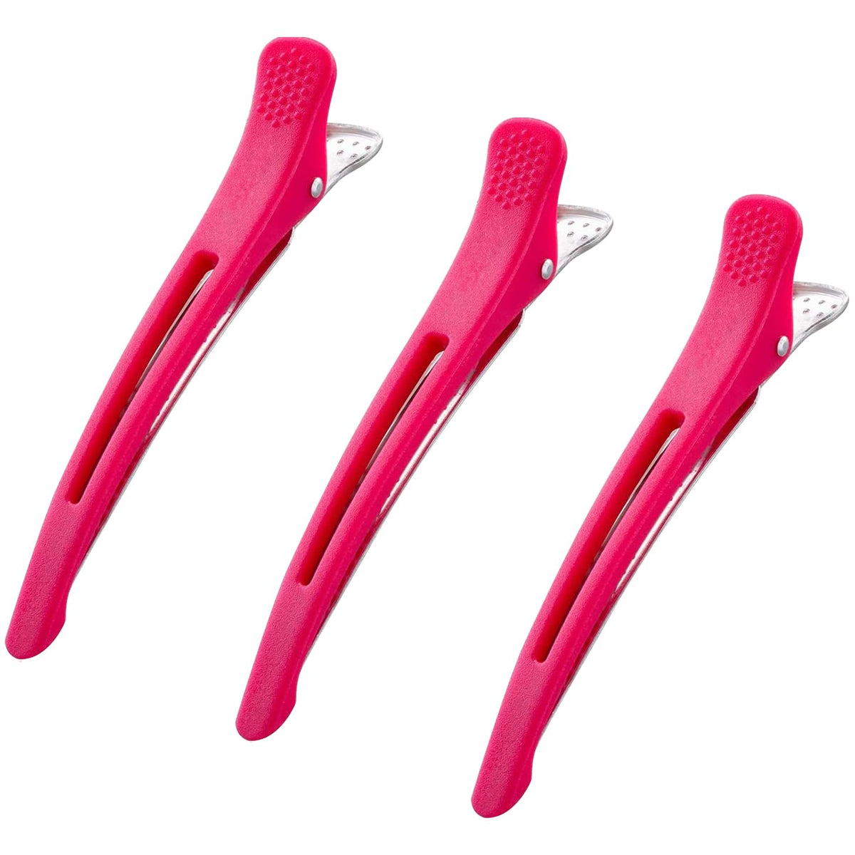 Giitoo Professional Hair Clips Non-Slip Rubber Grip 3-Pack Pink