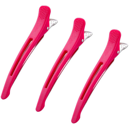 Giitoo Professional Hair Clips Non-Slip Rubber Grip 3-Pack Pink