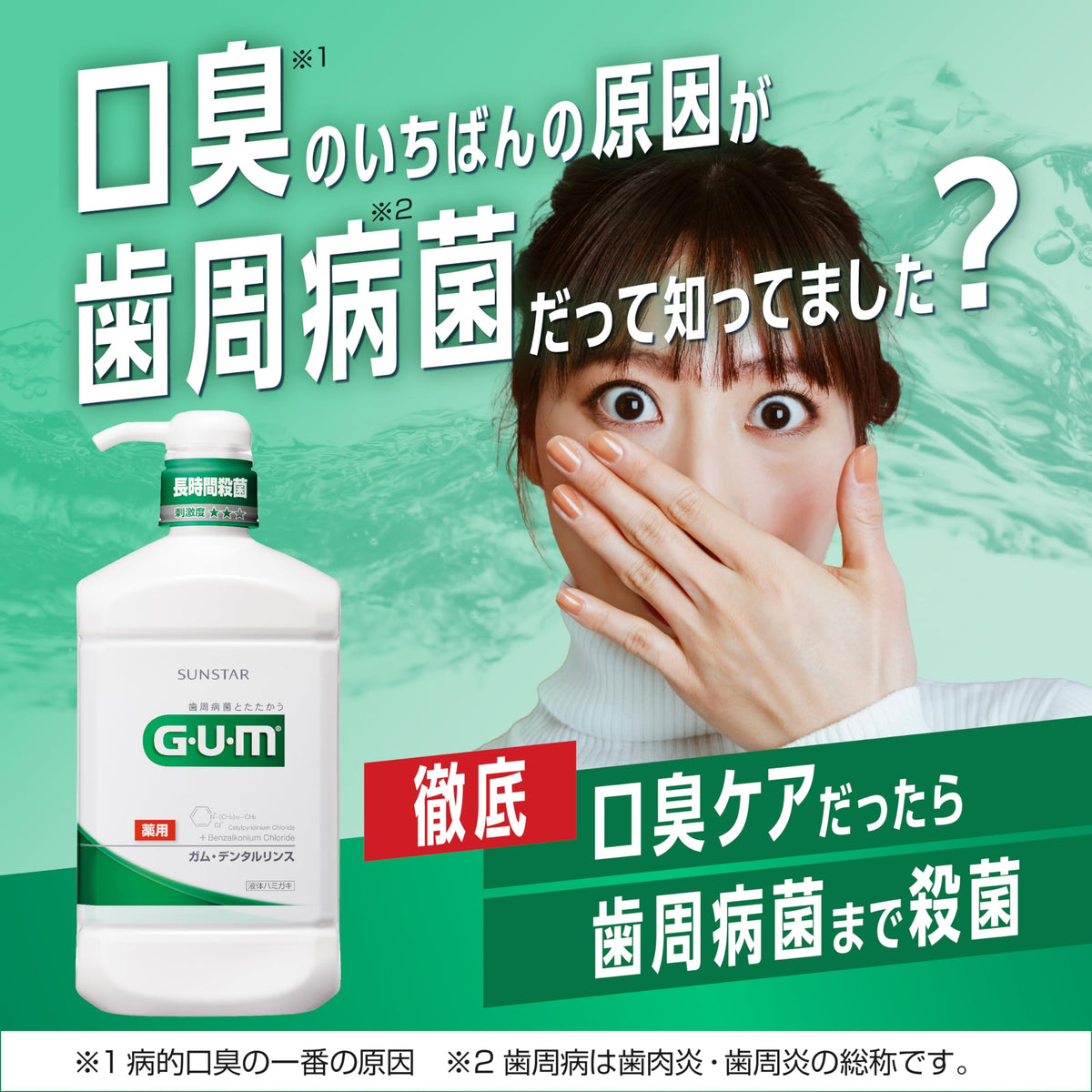 GUM Dental Rinse Non-Alcohol Herbal Mint 1300ml for Oral Care