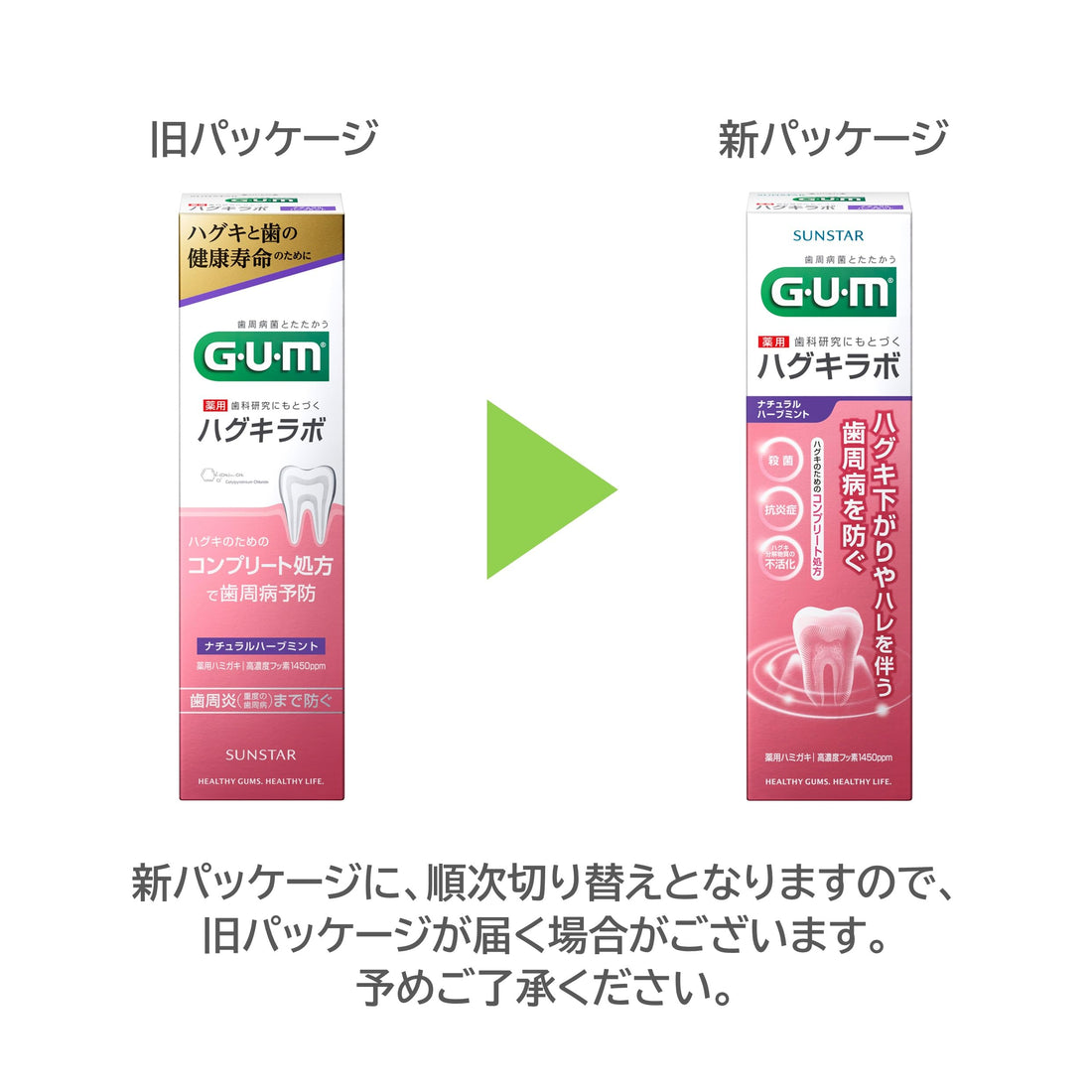 GUM Haguki Lab Medicated Dental Paste, Natural Herb Mint 85g x 1 + Toothbrush