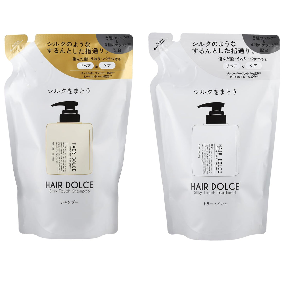 Headoruchepuroshotto HAIR DOLCE Shampooing et soin Silky Touch, set de recharges 450 ml + 450 g