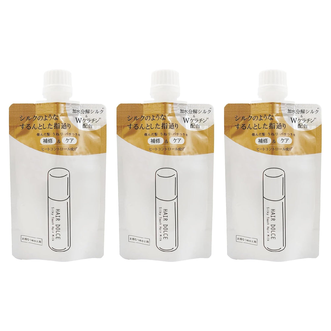 Headoruchepuroshotto HAIR DOLCE Silky Touch Hair Milk, Floral Musk Scent, Refill Set of 3 Pouches
