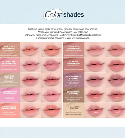 Heart Percent Dote On Mood Lip Pencil Multi 4-in-1 Creamy Pink