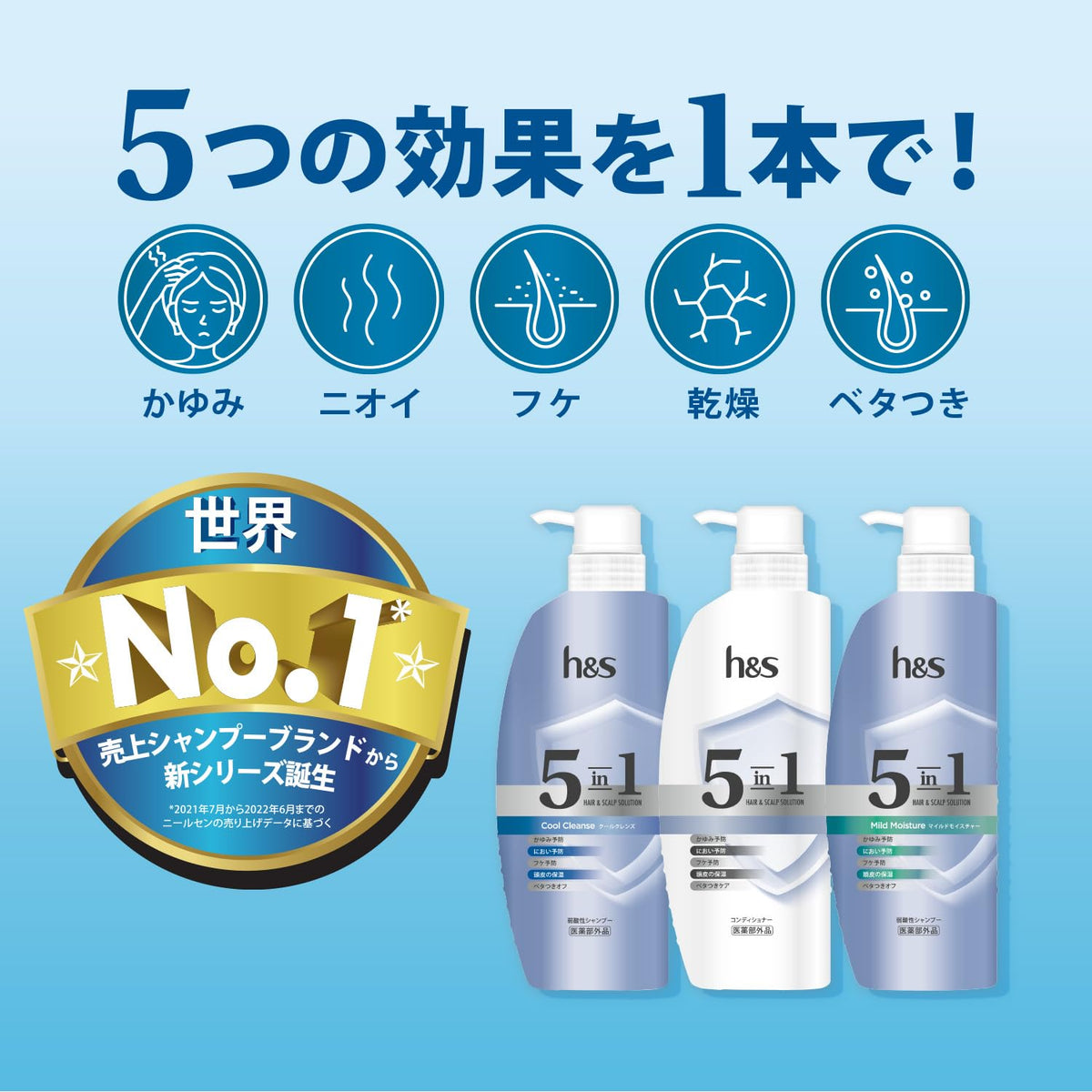 h&amp;s 5in1 Shampoo and Conditioner Set 340g Each Mild Moisture Summer Limited