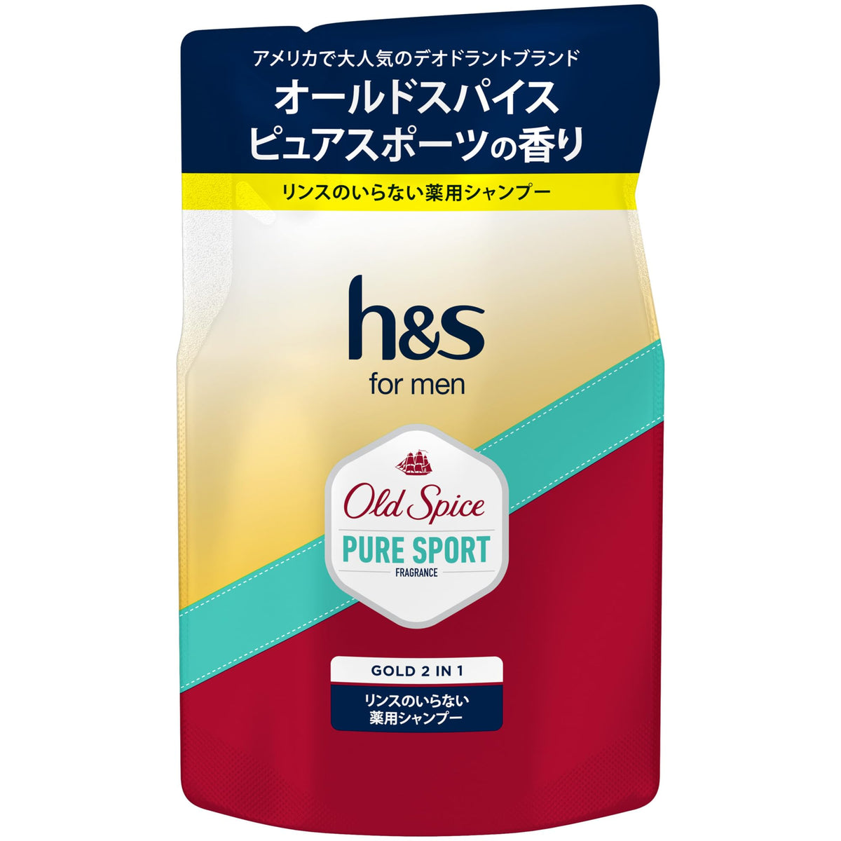 h&amp;s for men Gold 2-in-1 Shampoo Old Spice Pure Sport Scent Refill 300g
