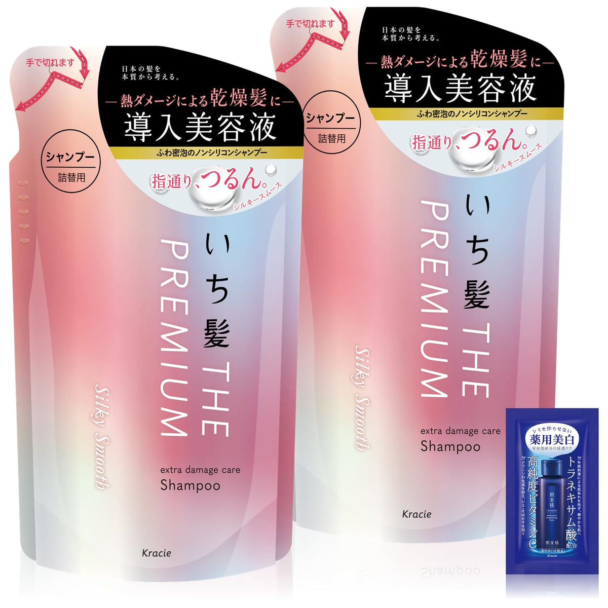 ICHIKAMI Silky Smooth Extra Damage Care Shampoo Refill 340ml x2