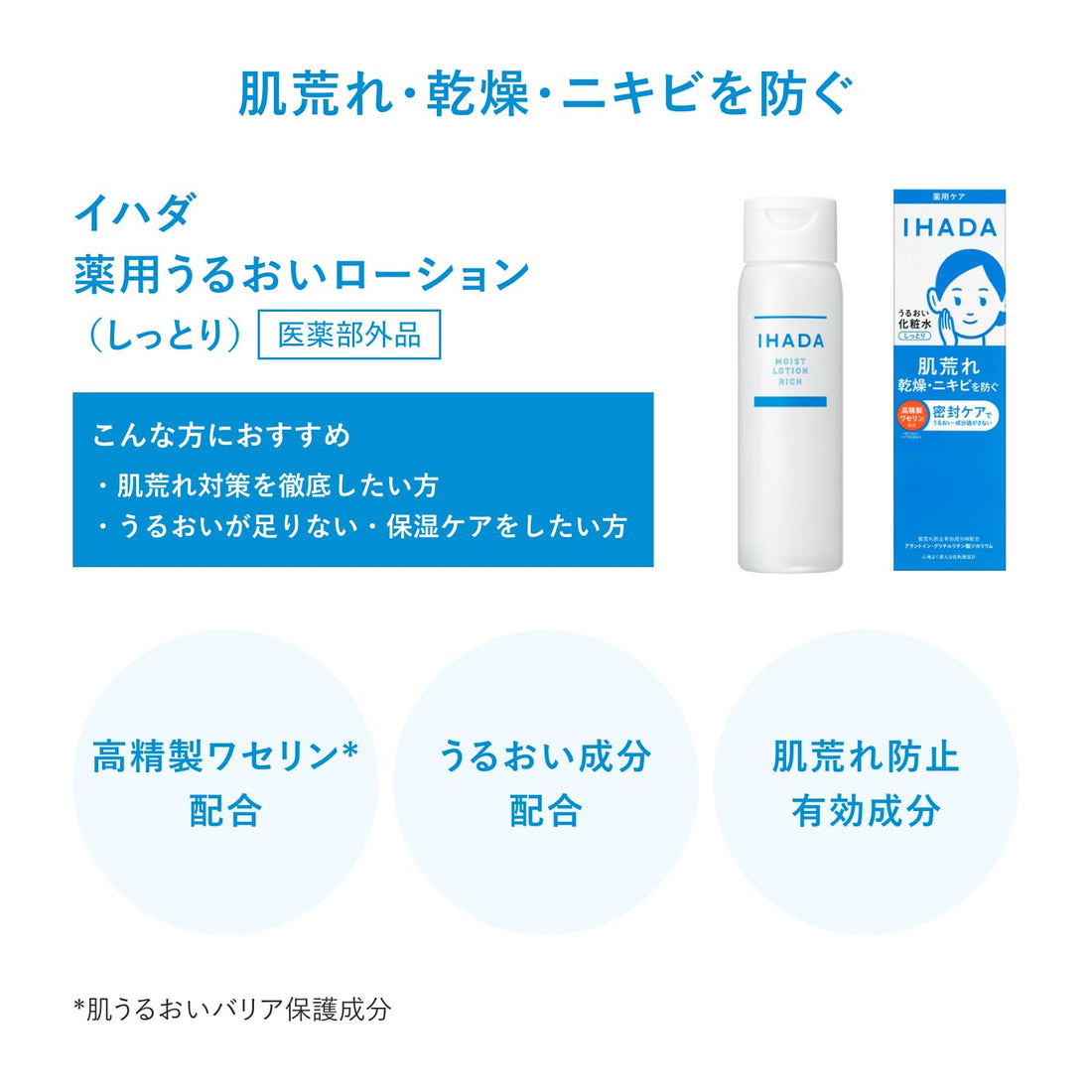 IHADA Lotion Hydratante 180mL pour Peau Sèche et Sensible