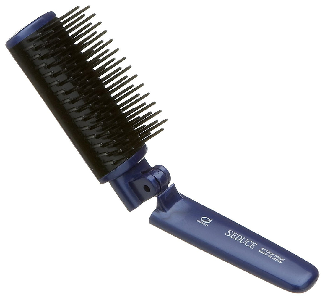 Ikemoto Brush Industry Portable Folding Brush, Blue, W38 × H172.5 × D24mm