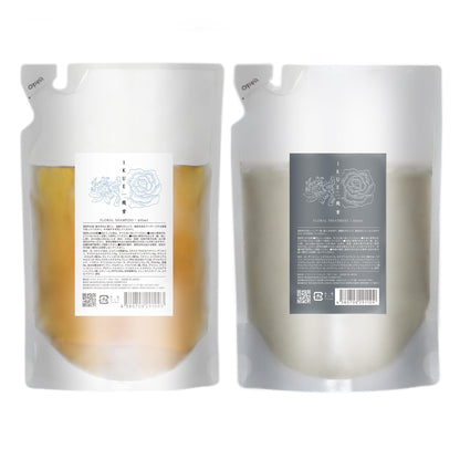 Ikue Floral Scent Shampoo and Conditioner Refill Set 450ml