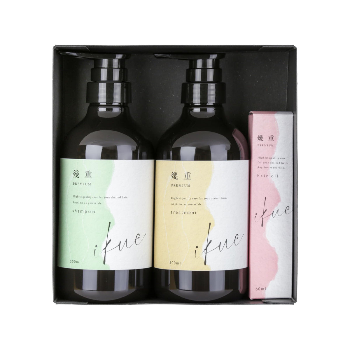 Ikue Premium Shampoo and Treatment Set 500ml for Frizz Control