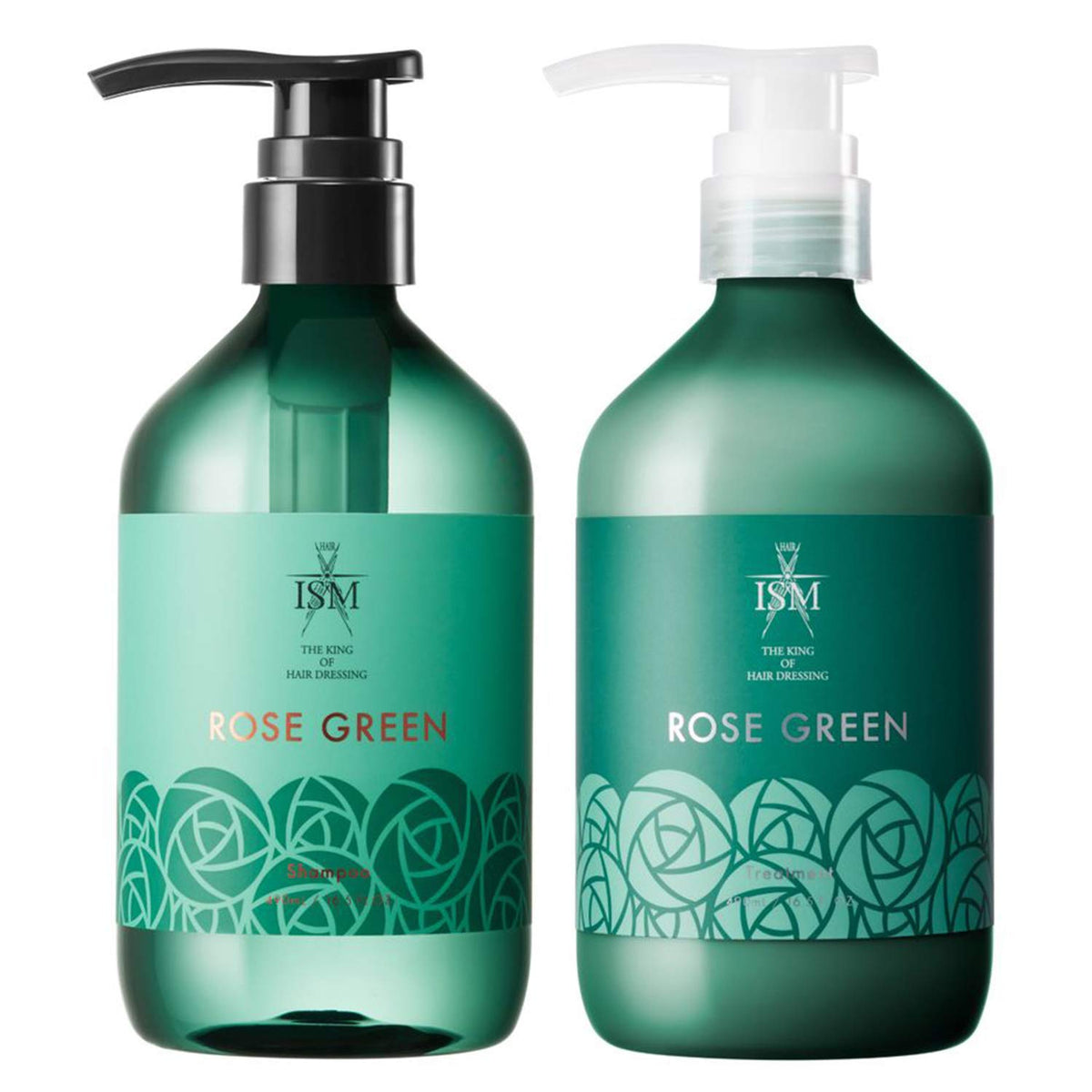 ISM Shampoo and Treatment Set Rose Green 490ml Each