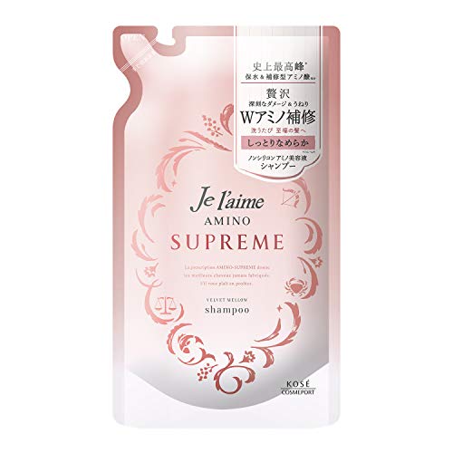 KOSE Juhelam Amino Suprême Shampoo (Velvet Mellow) Hydratant et lisse Recharge 350mL Parfum de rose et de jasmin Recharge de 350 millilitres (x 1)