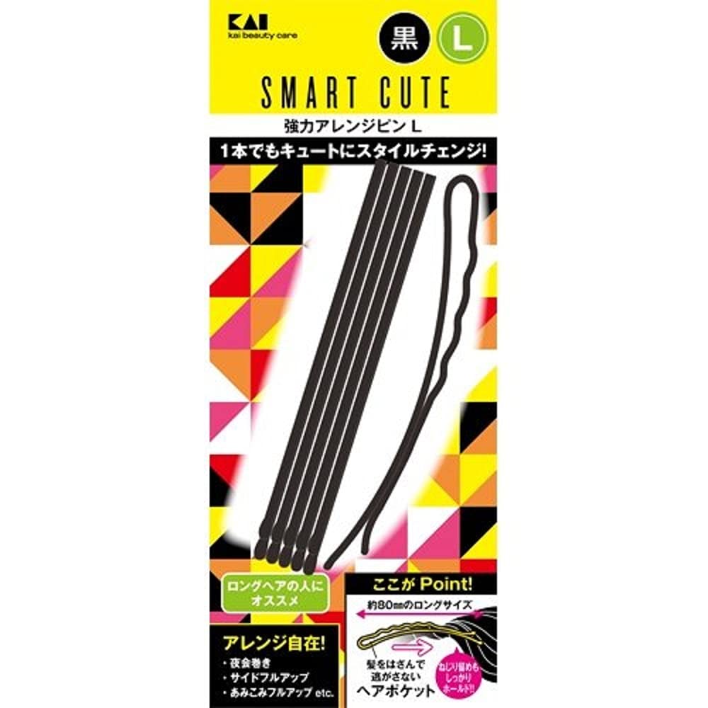 KAI SmartCute Strong Arrangement Pin L Black for Japanese Hair Care