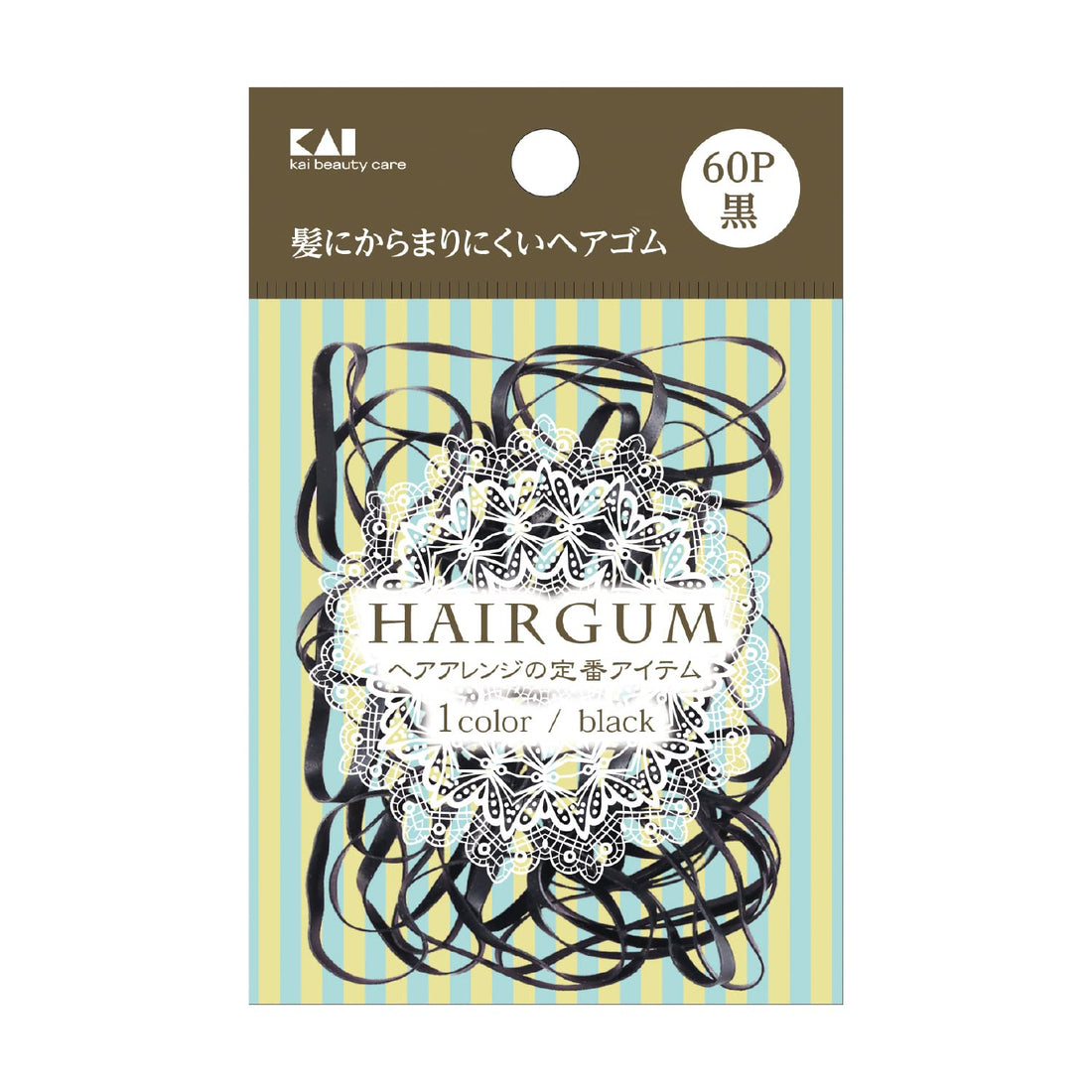 KAI Black Rubber Hair Rings, 60 Pieces, 1 Pack