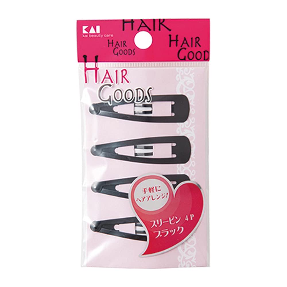 Kaijirushi Épingles à cheveux à clip noires HA3010, 4 pièces