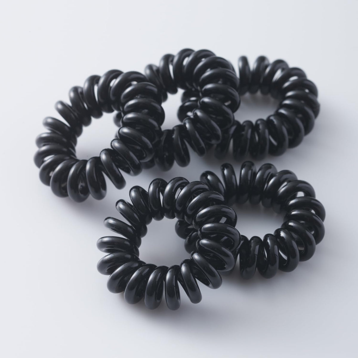 Kaijirushi Spring Hair Ties Black 5 Pack for Japanese Hair Care