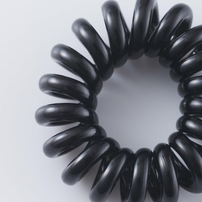 Kaijirushi Spring Hair Ties Black 5 Pack for Japanese Hair Care