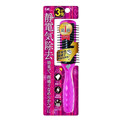 Kaijirushi Hair Brush Anti-Static Ruby Pink L Size