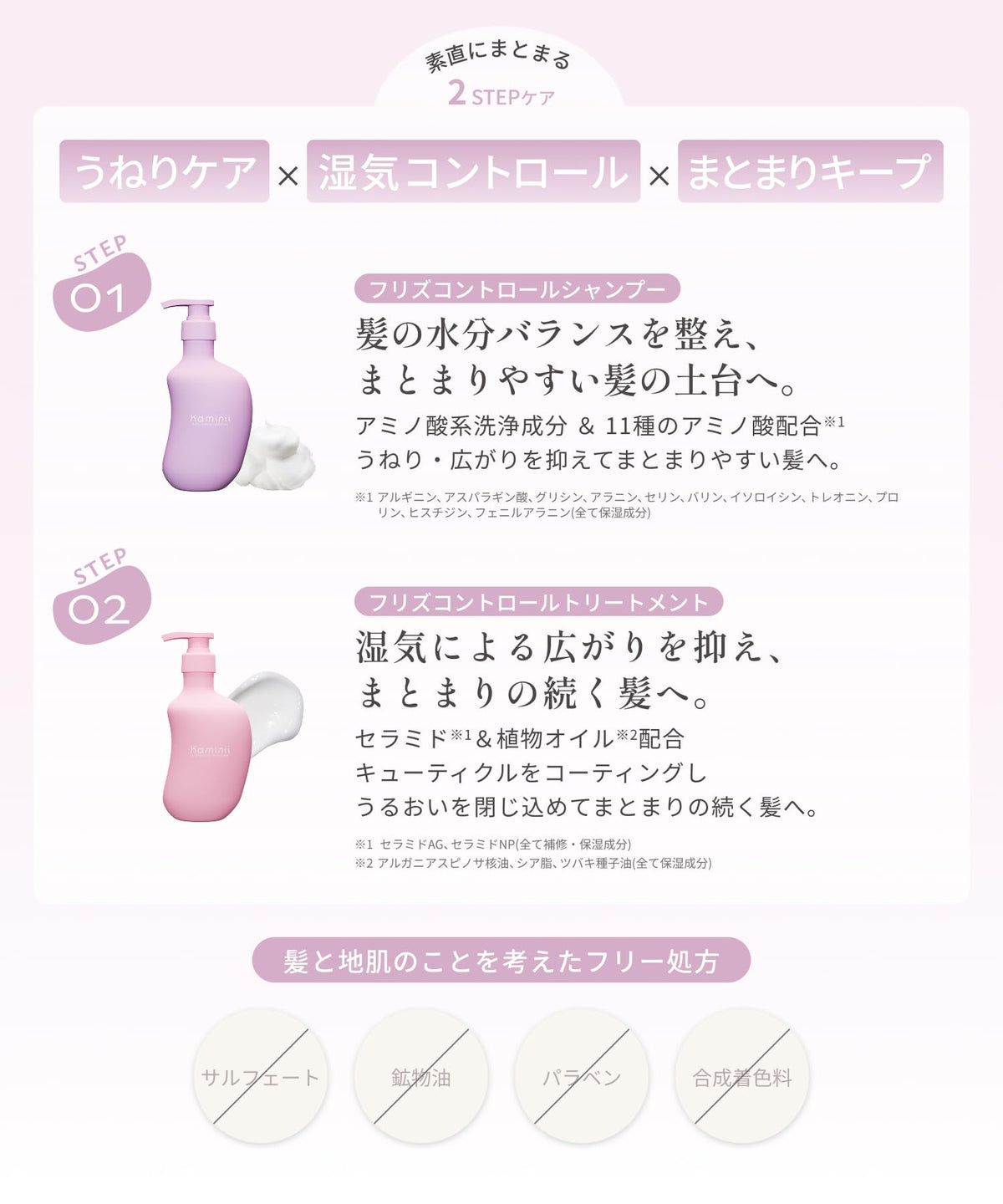 Kaminii Frizz Control Shampoo and Conditioner Set 420ml