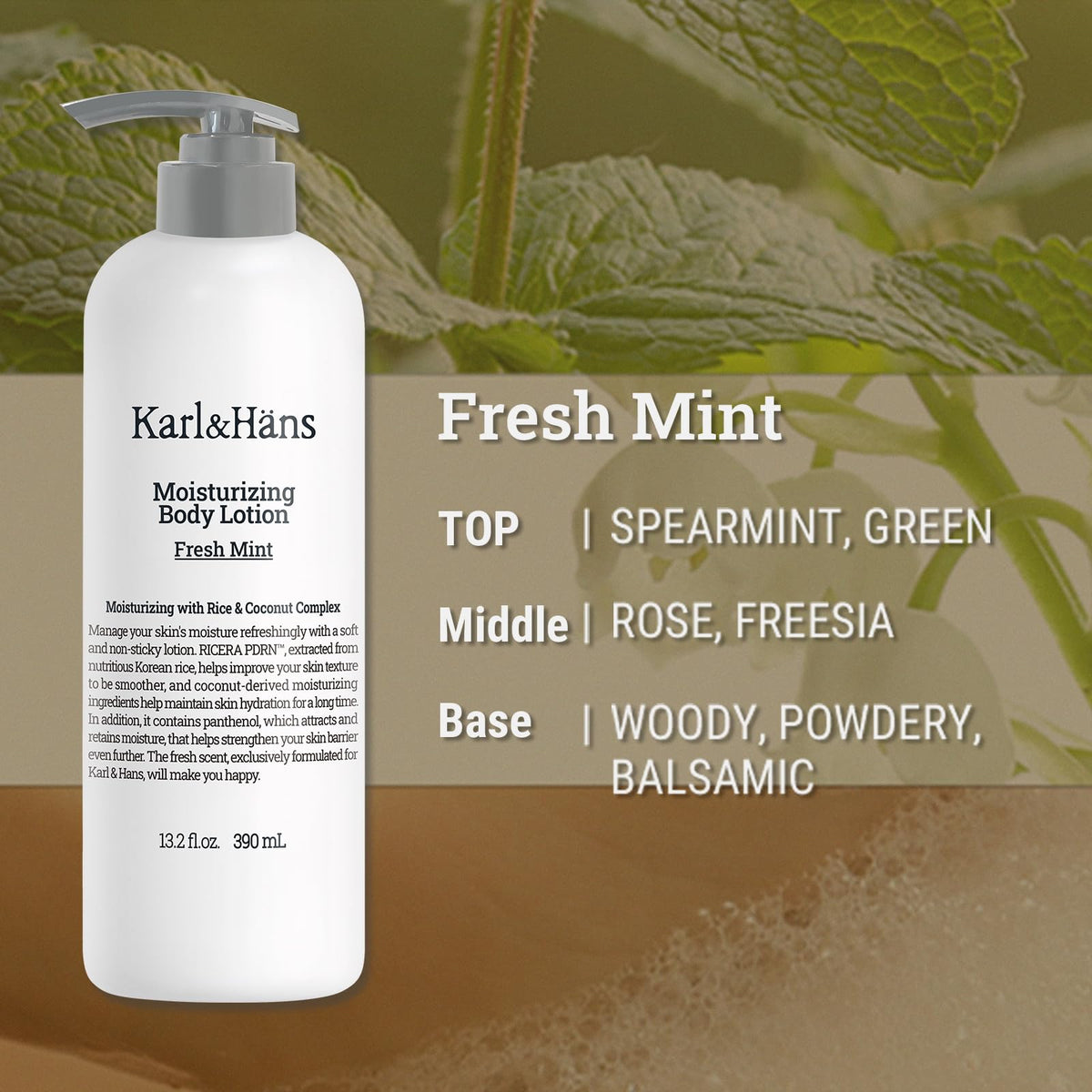 Karl&amp;Häns Body Milk Fresh Mint 390ml Hydrating Moisturizer