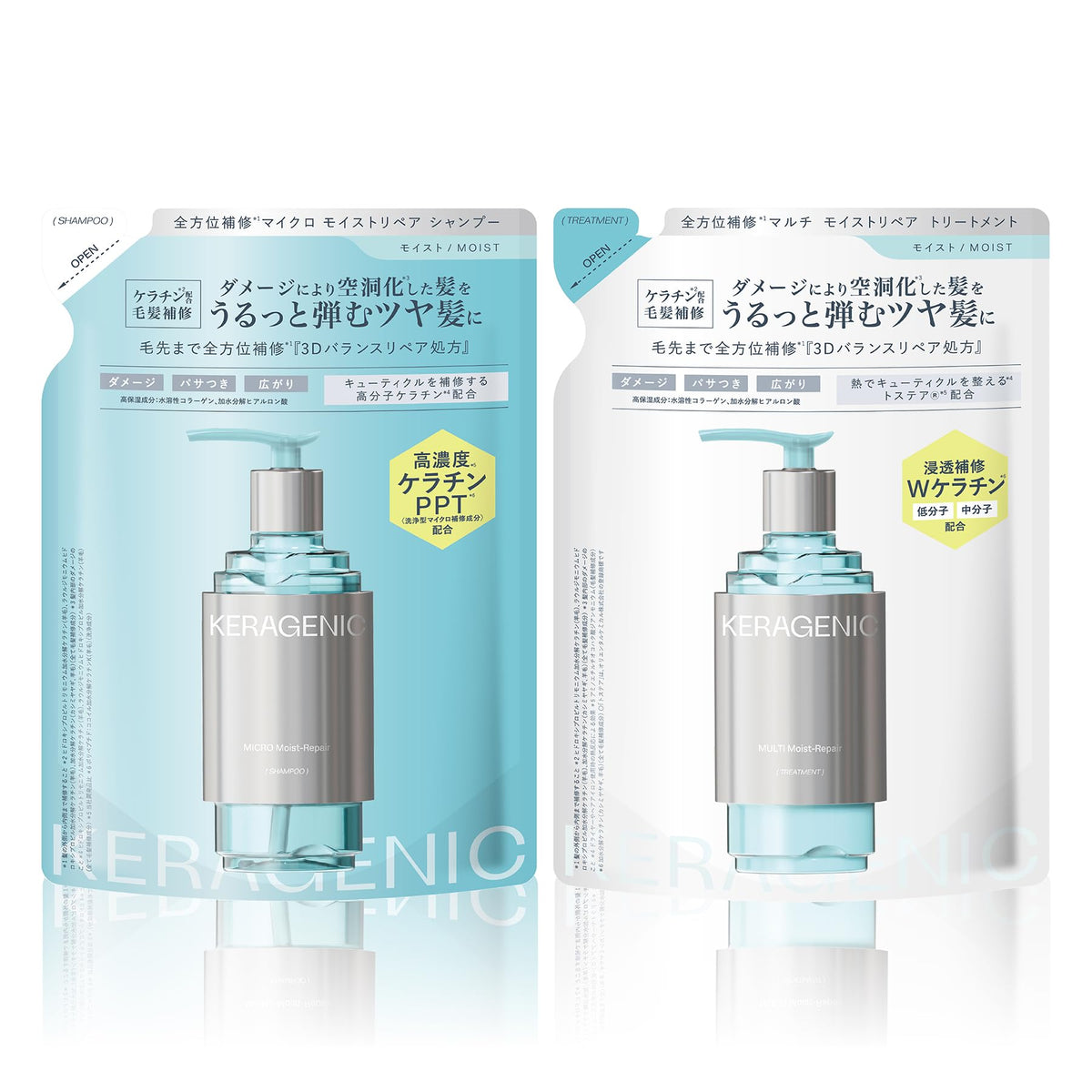 KERAGENIC Moist Repair Shampoo and Conditioner Refill Set 320ml 320g