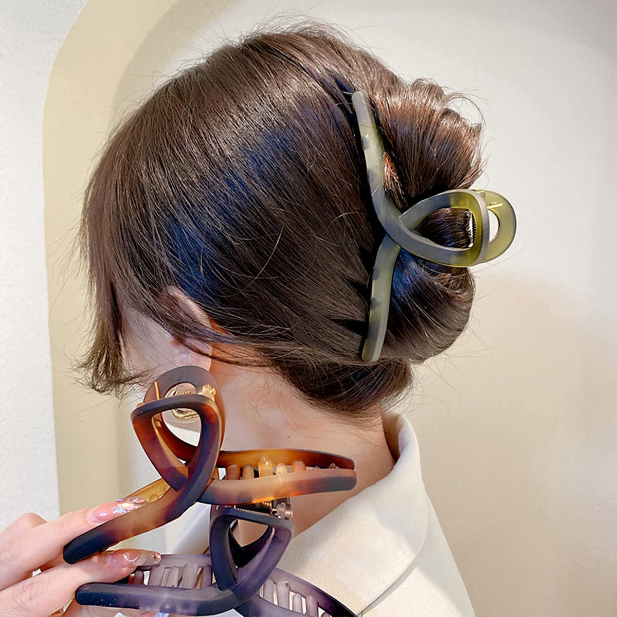 KISARG Grand Clip à Cheveux en Ombre Brun