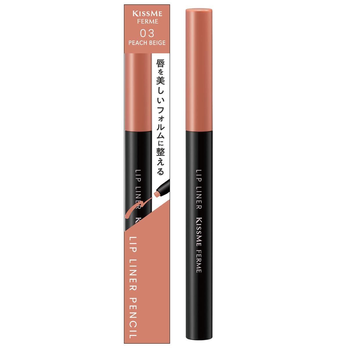 Kiss Me FERME Lip Liner N 03 Peach Beige 0.18g Long-lasting Lip Liner Retractable Type