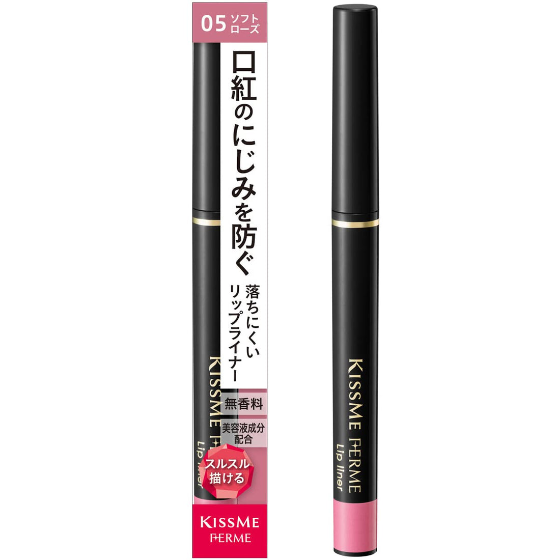 Kiss Me FERME Lip Liner 05 Soft Rose 0.18g Long-lasting Lip Liner Twist-up Type