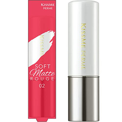Kiss Me FERME Soft Matte Rouge 02 Spice Red 3.8g Slightly Glossy Finish True-to-Color Pigmentation Sheer Effect