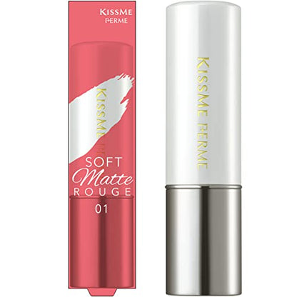 Kiss Me FERME Soft Matte Rouge 01 Dry Rose 3.8g Smooth Finish Lip Color